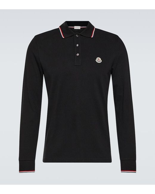 Moncler Black Long-sleeve Cotton Polo Shirt for men
