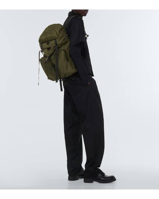 Prada Rucksack Aus Re-Nylon Mit Leder in Green für Herren