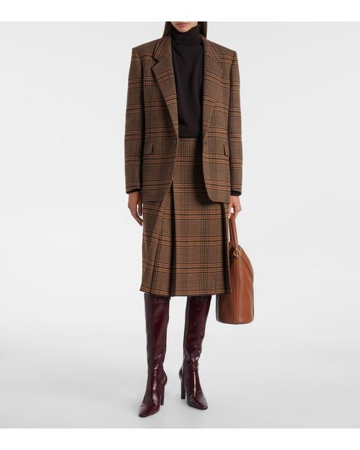 Saint Laurent Brown Checked Wool Blazer