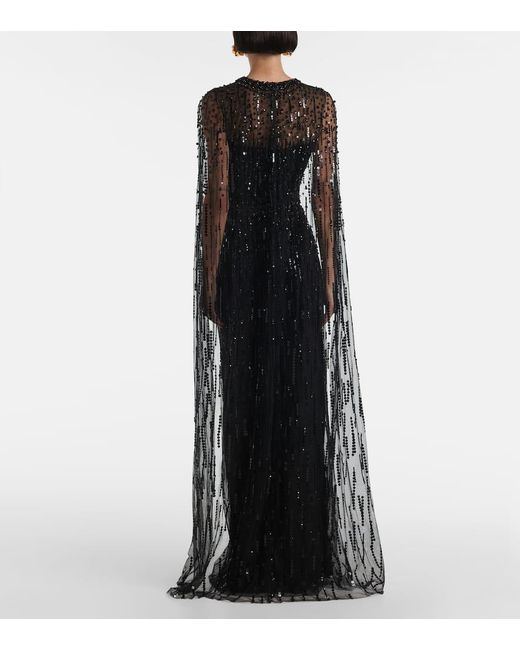 Jenny Packham Black Embellished Gown