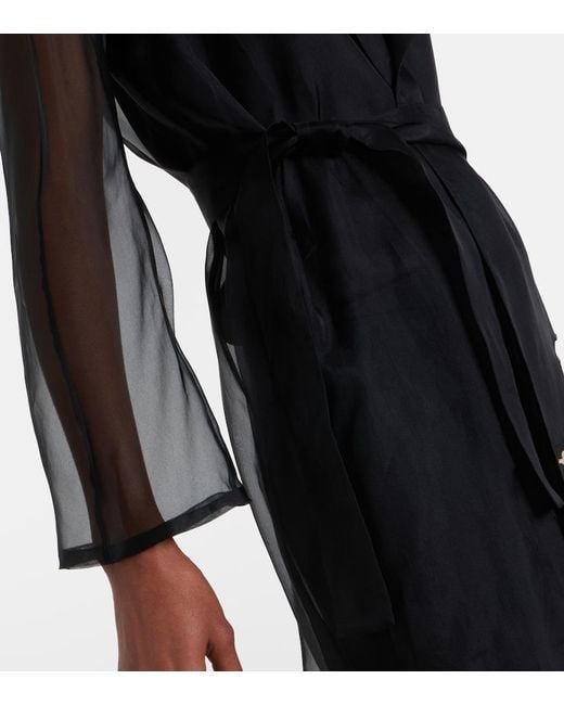 Max Mara Black Elegante Vodka Embroidered Silk Robe