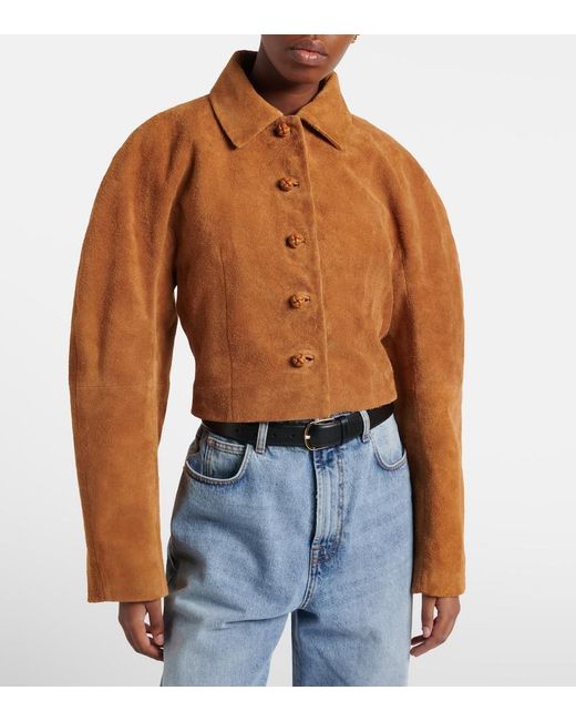 Rohe Brown Cropped Suede Jacket