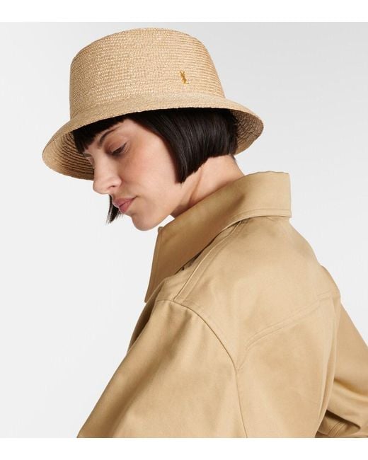 Saint Laurent Natural Maglina Straw Bucket Hat