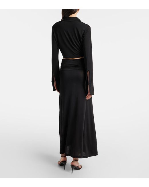 AYA MUSE Black Freya Draped Maxi Skirt