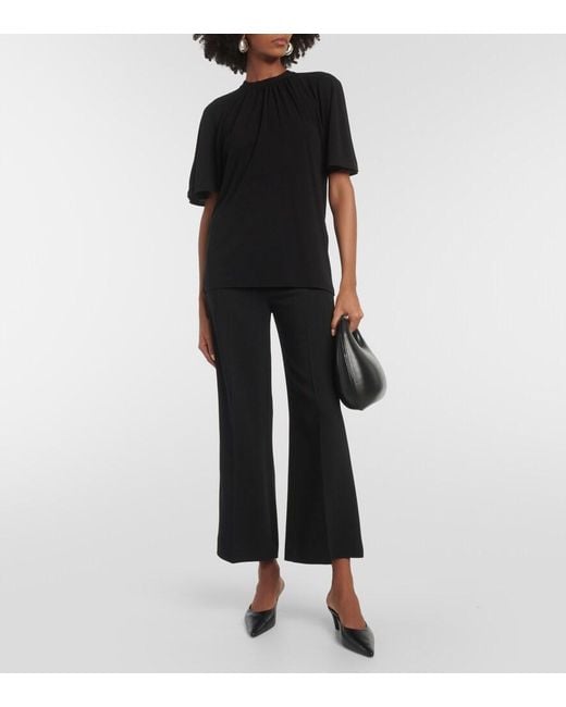 Totême Black Draped Jersey Top