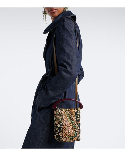 Dries Van Noten Black Micro Floral Jacquard Top-Handle Bag