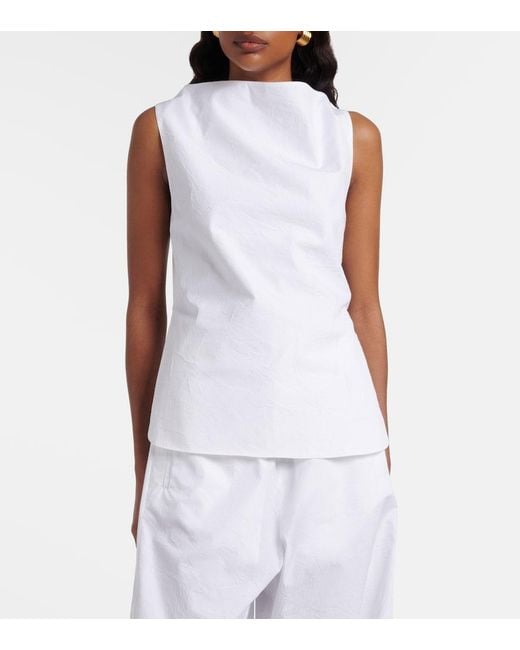 Rohe White Draped Cotton-Blend Top