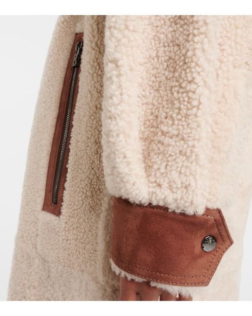 Bogner Brown Gritt Suede-Trimmed Shearling Coat