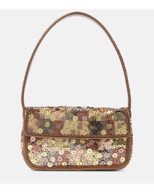 Staud Metallic Sequined Glass Beads Mini Top-Handle Bag