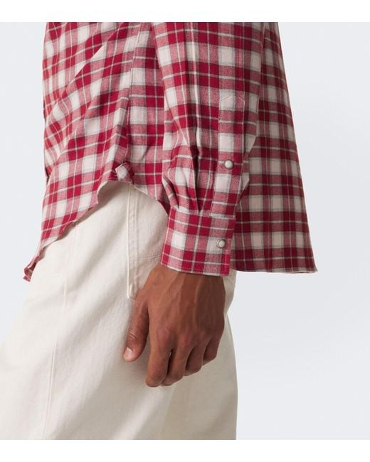 Eleventy Red Plaid Cotton Shirt for men