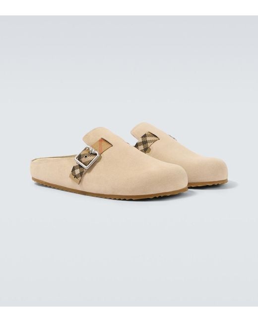 Burberry White Urchin Suede Clogs for men