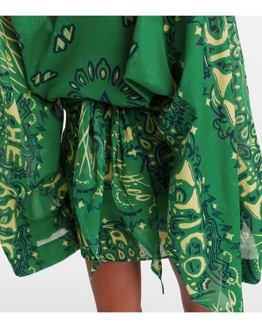 Vestido Corto Bandana De Muselina De Algodon The Attico de color Green