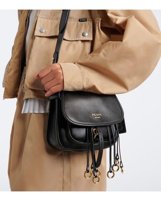 Prada White Corsaire Mini Fringed Leather Shoulder Bag
