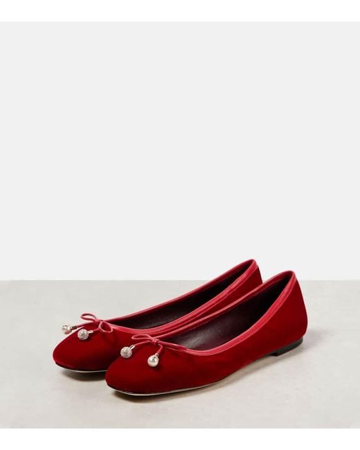 Jimmy Choo Red Elme Velvet Ballet Flats
