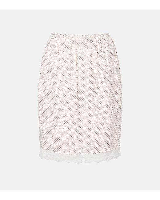 Jupe Marlowe En Coton Et Dentelle A Pois Posse en coloris White