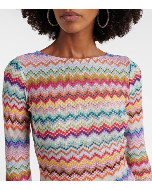 Abito Corto A Zig-Zag Con Lame di Missoni in Multicolor