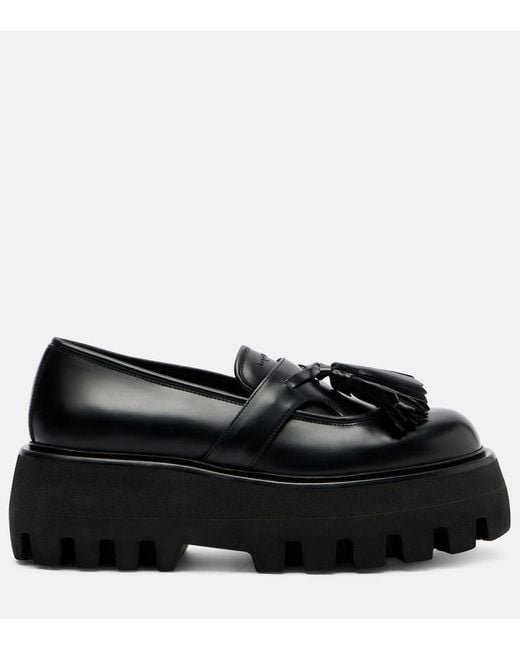 McQueen Black Sofa Leather Platform Loafers