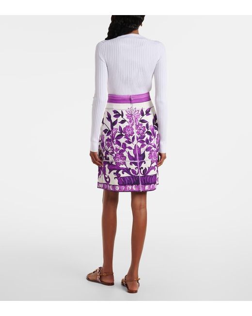 Dolce & Gabbana Purple Minirock Majolica Aus Einem Baumwollgemisch
