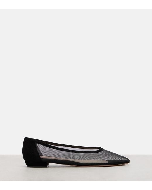 Gianvito Rossi Black Sheer Organza Ballet Flats