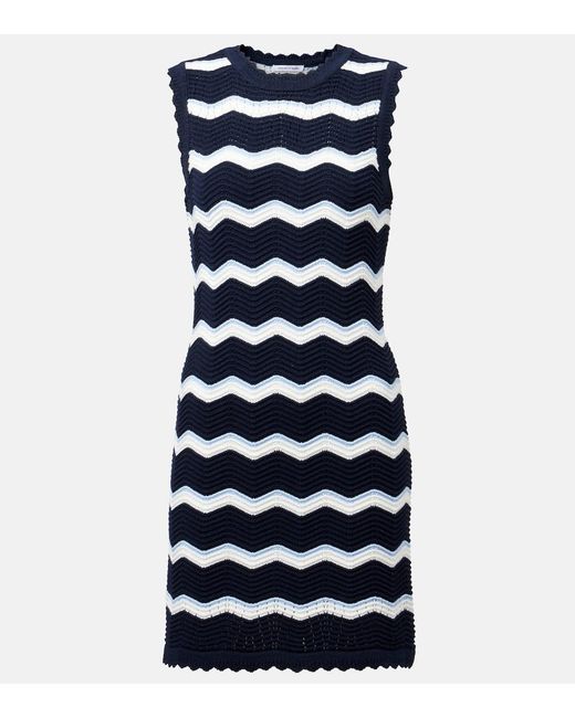Veronica Beard Blue Templeton Chevron Cotton-Blend Minidress
