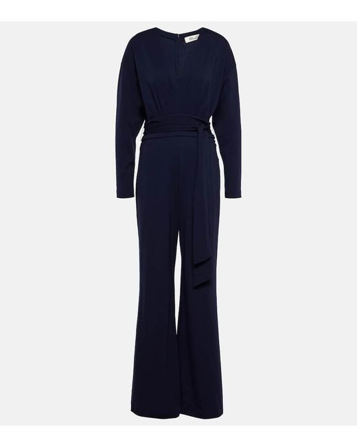 Diane von Furstenberg Blue Marilou Belted Jersey Jumpsuit