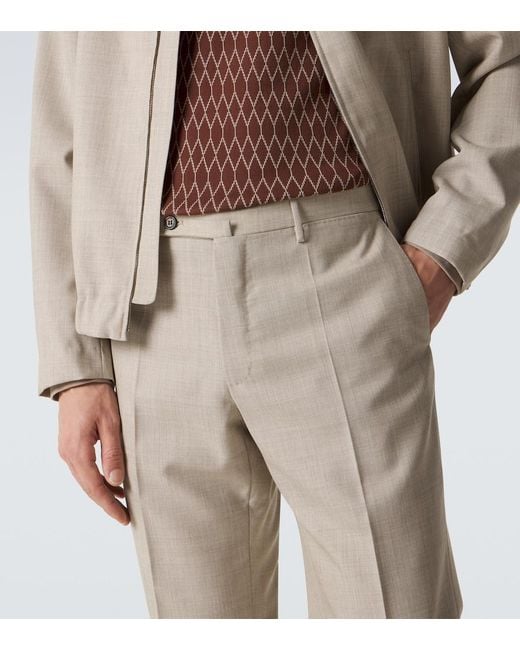 Incotex Natural Virgin Wool Slim Pants for men