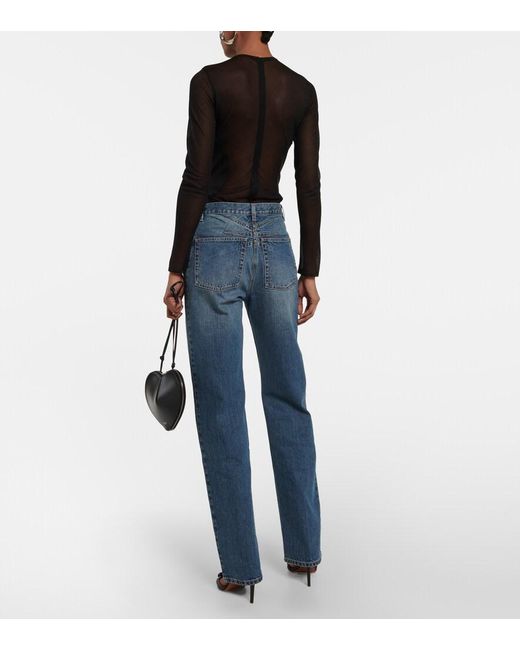 Alaïa Blue Lover Low-Rise Straight Jeans