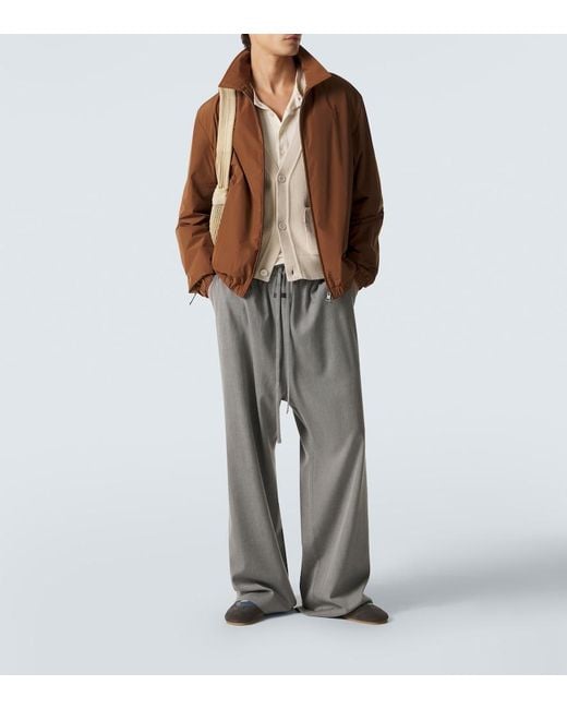 Moncler Brown Socot Leather-Trimmed Blouson Jacket for men