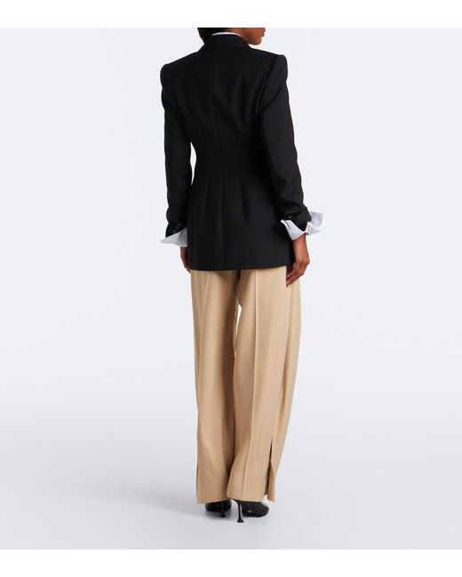 Sportmax Natural Pleated Cotton-Blend Wide-Leg Pants