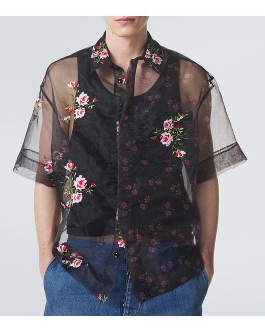 Simone Rocha Gray Floral Sheer Organza Shirt for men