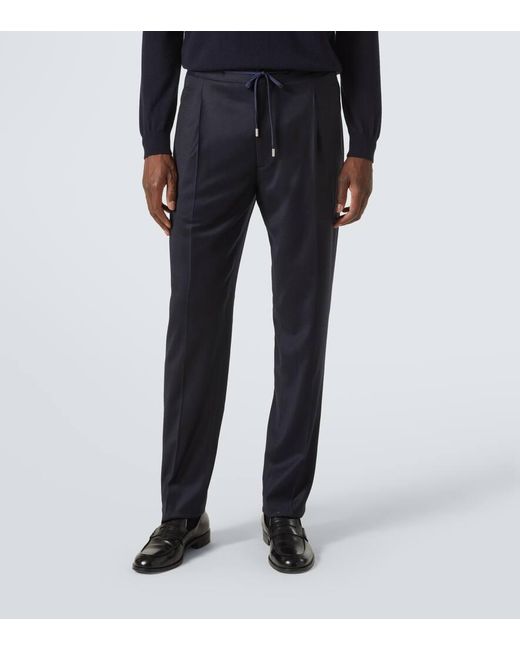 Pantalones Rectos De Lana Y Cachemir Lardini de hombre de color Blue