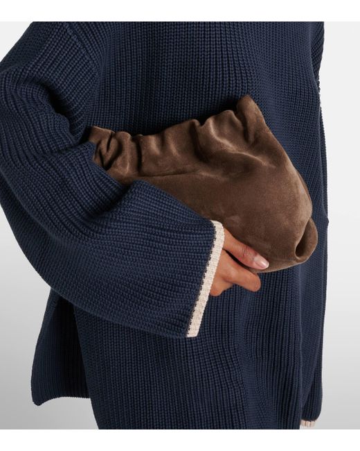 Brunello Cucinelli Blue Cotton Turtleneck Sweater