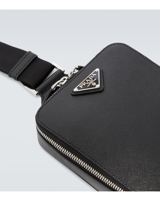Prada Black Logo Leather Shoulder Bag for men