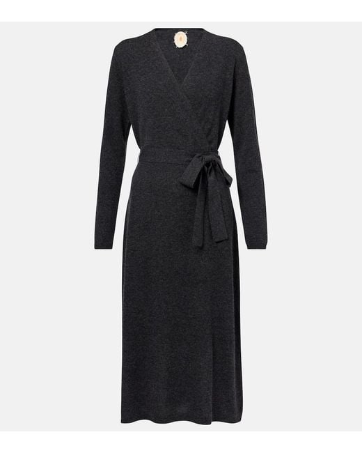 Jardin Des Orangers Black Wool And Cashmere Wrap Dress