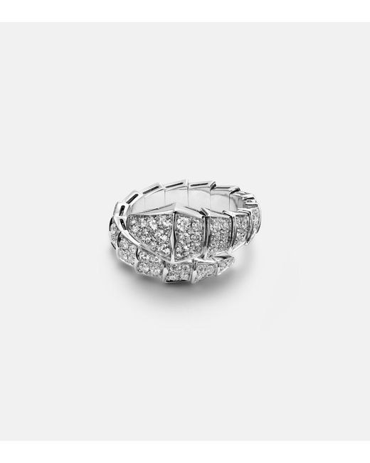 BVLGARI White Serpenti Viper 18Kt Ring With Diamonds
