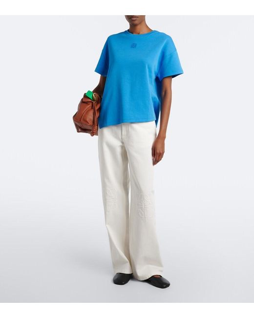 Loewe Blue Asymmetric Cotton-Blend T-Shirt