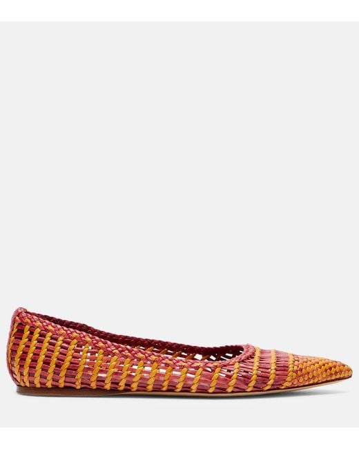 Gabriela Hearst Red Aurora Woven Leather Ballet Flats