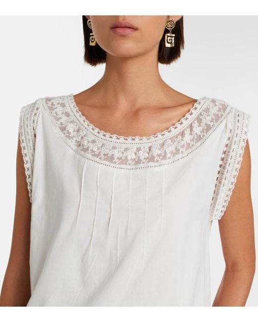 Posse White Danielle Lace-Trimmed Cotton Minidress