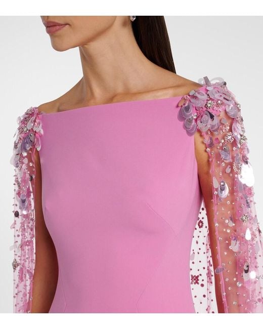 Jenny Packham Pink Bittersweet Beaded Caped Gown