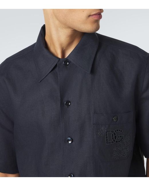 Dolce & Gabbana Blue Linen Shirt for men