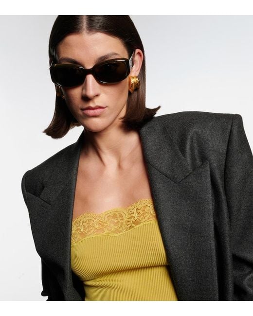 Saint Laurent Brown Sl Logo Rectangular Sunglasses