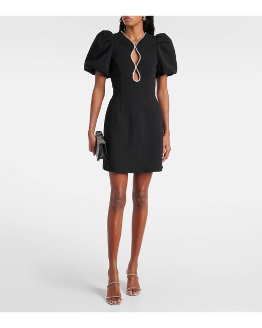 Rebecca Vallance Black Estella Embellished Crepe Minidress