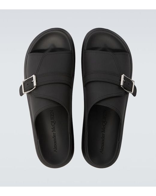 McQueen Black Hybrid Slides for men
