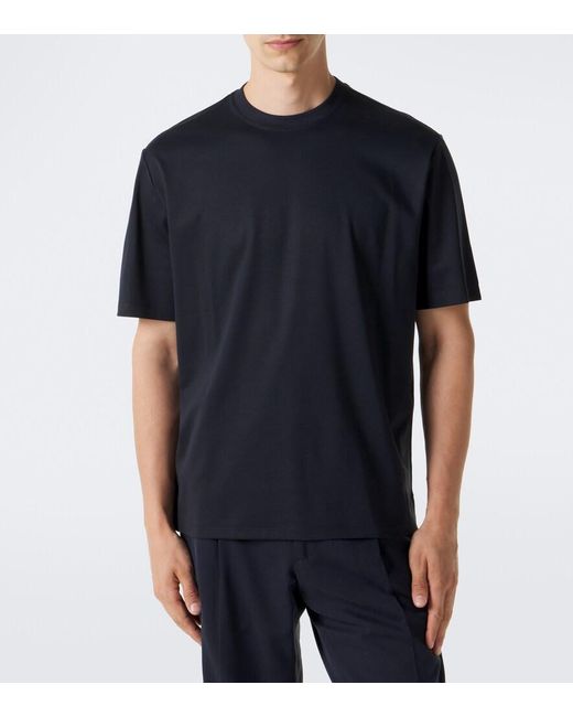 Agnona Black Cotton And Silk Jersey T-Shirt for men