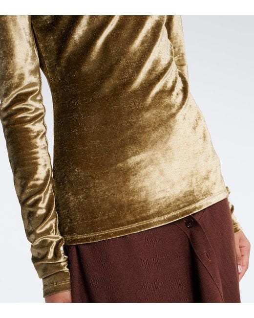 Lemaire Green Velvet Turtleneck Top