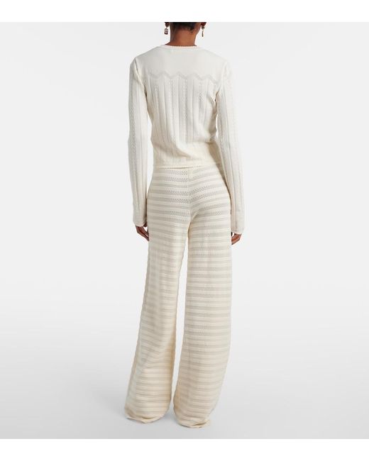 Faithfull The Brand Natural Tanya Pointelle Cotton-Blend Wide-Leg Pants