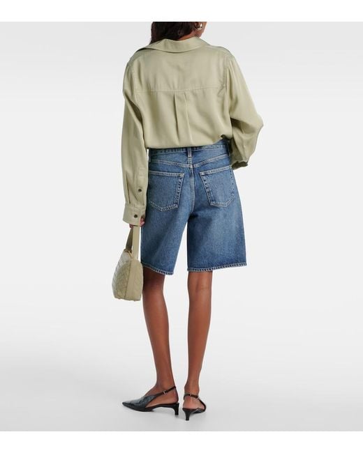 Agolde Blue Risha Low-Rise Denim Bermuda Shorts