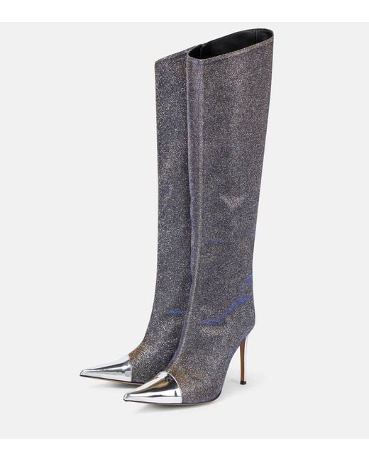 Alexandre Vauthier Gray Metallic Knee-High Boots