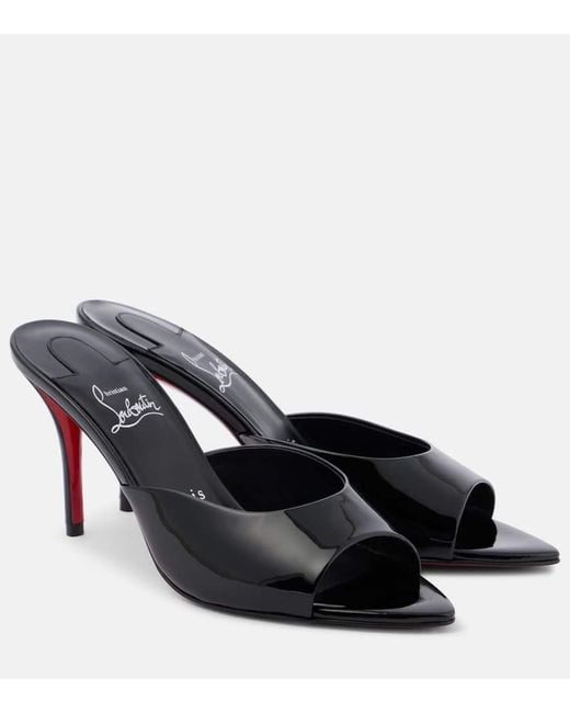 Christian Louboutin Black Miss Z 80 Patent Leather Mules