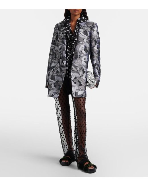 Dries Van Noten Blue Polka-Dot Mesh Slim Pants